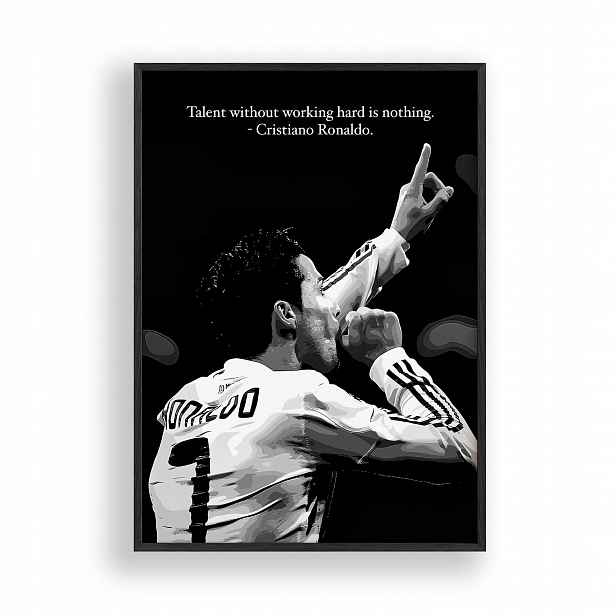 Obraz Cristiano Ronaldo Citát Plakát Rámeček Dřevěný Černý 30x42 cm