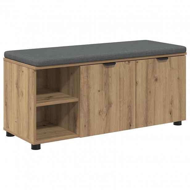 vidaXL Lavice na boty s polstrováním Dub artisan 100 x 38 x 46 cm