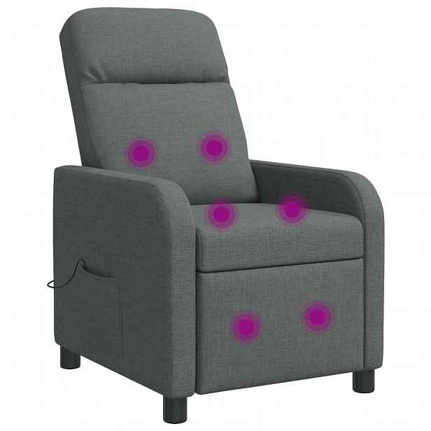 vidaXL Masážní polohovací křeslo Tmavě šedá Textil