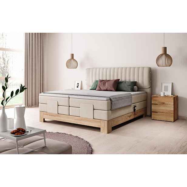 Luxusní box spring postel Elite 180x200, krémová Monolith HELCEL