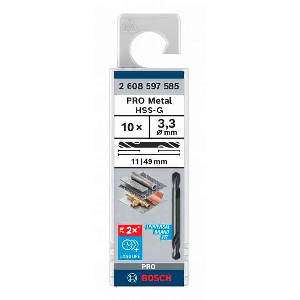 Bosch - Sada vrtáků do kovu, oboustranné, 3,3x49 mm, 10 ks 2608597585