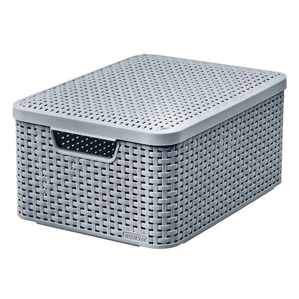 Šedý plastový úložný box s víkem 29x39x19 cm Style – Curver