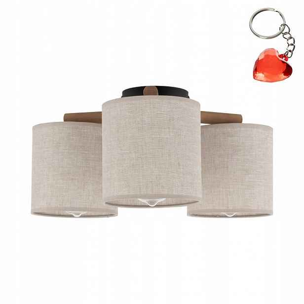 Stropní Svítidlo Stropní závěsná lampa Béžová Kov Dřevo 3xE27 Retro Tk Lighting