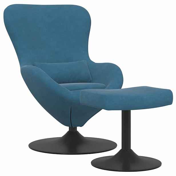 vidaXL Vajíčková židle s podnožkou with Footstool Modrá samet