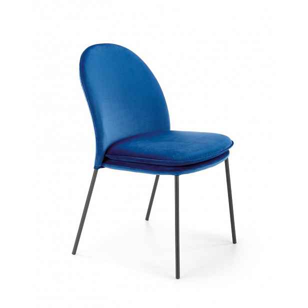 Jídelní židle samet / kov Modrá - výška: 84 cm