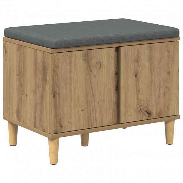 vidaXL Lavice na boty s polstrováním Dub artisan 60 x 38 x 46 cm