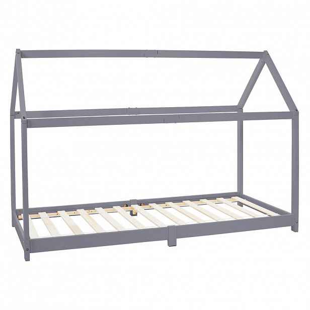 ML-DESIGN DĚTSKÁ POSTEL se střechou 90x200 cm světle šedá