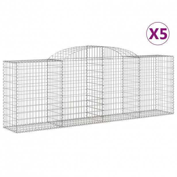 vidaXL Klenuté gabionové koše 5 ks 300x50x100/120cm pozinkované železo