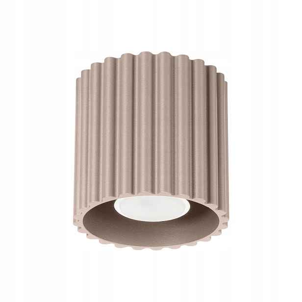 Sollux Spot stropní rýhovaný kulatý taupe 10 cm 1xGU10 10W Aura
