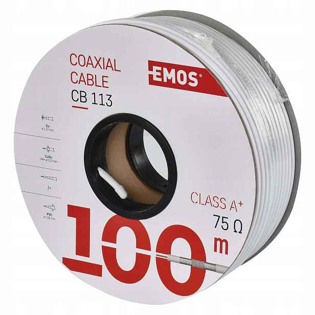 Emos CB113 koaxiální kabel 75 ohm 100 m bílý