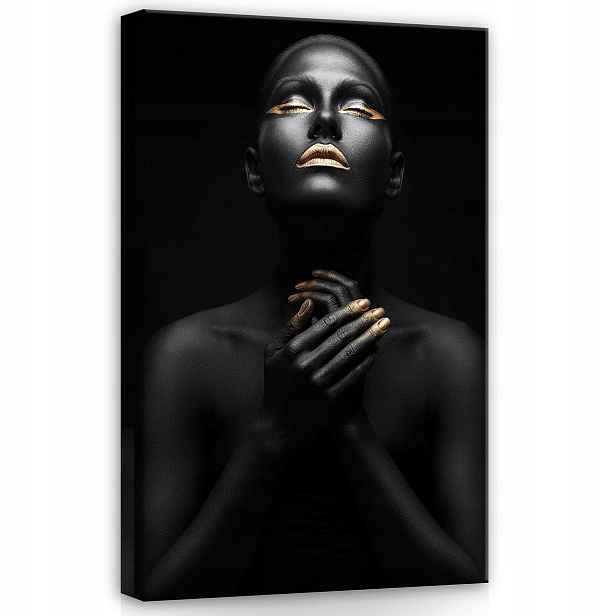 Obraz 80x120 Černý zlatý portrét mystika elegance síla klid