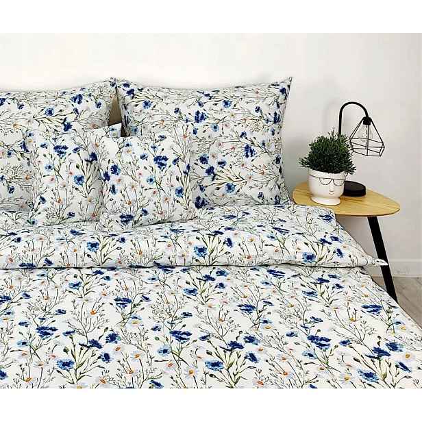 Povlečení bavlna Premium 1336 chrpy modré květy blahovičníku 160x200