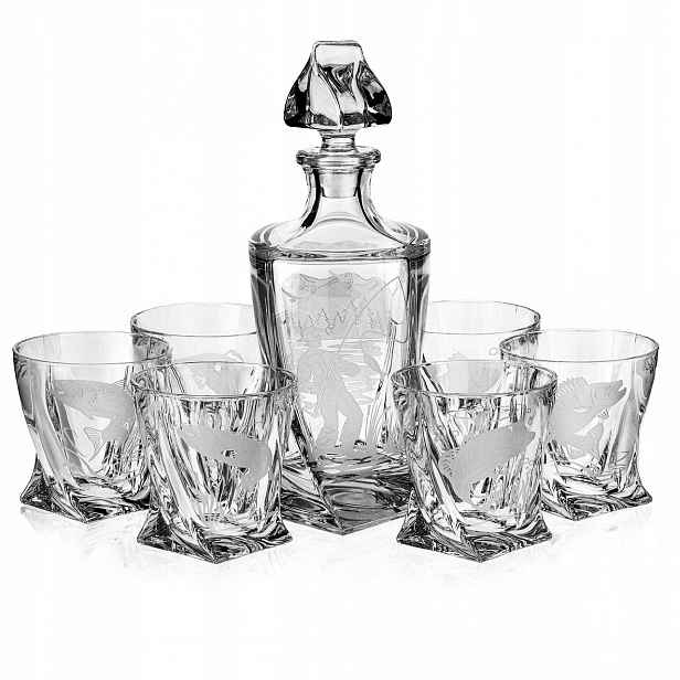 Sada na whisky 6+1 Quadro "Rybářská" karafa 770 ml sklenice 340 ml