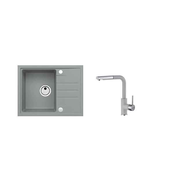SET ALVEUS INTERMEZZO 30/81 + BATERIE SIROS 81 obdélníkový granitový dřez 595 x 475 mm v setu s baterií