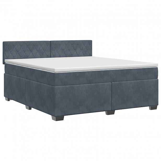 vidaXL Postel boxspring s matrací s čelo Tmavě šedá 160 x 200 cm Samet