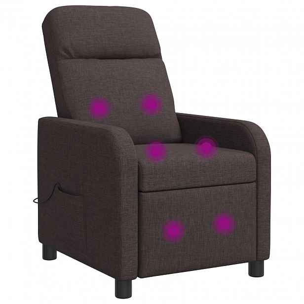 vidaXL Masážní polohovací křeslo Tmavě hnědá Textil