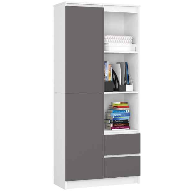 Ak furniture Knihovna R 80 cm CLP R11 bílá/grafitová