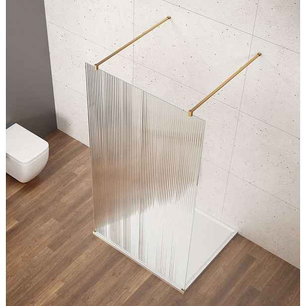 Gelco Vario - Sprchová stěna Walk-In do prostoru, 80x200 cm, Coated glass, matná zlatá/nordic sklo GX1580-09