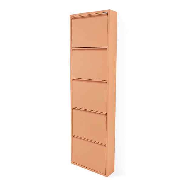 Kovový výklopný botník v lososové barvě 50x169x15 cm Billy – Spinder Design
