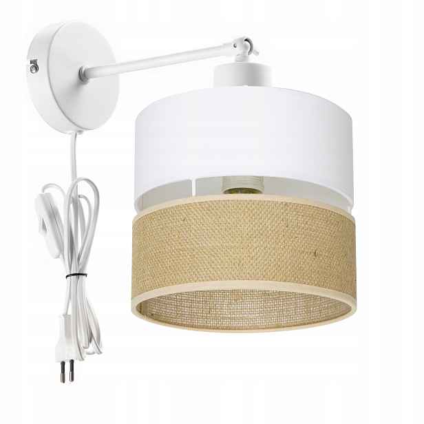 Nástěnná Lampa Juta Jutová Duo Pásy Zástrčka Moderní Polský Led