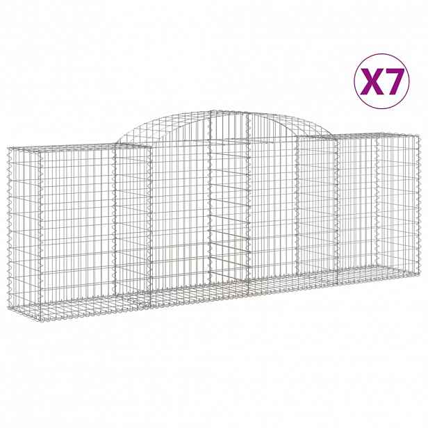 vidaXL Klenuté gabionové koše 7 ks 300x50x100/120cm pozinkované železo