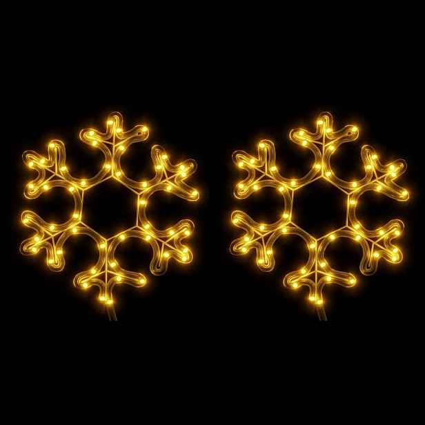 vidaXL Vánoční sněhové vločky 2 ks s teplými bílými LED 27 x 27 cm