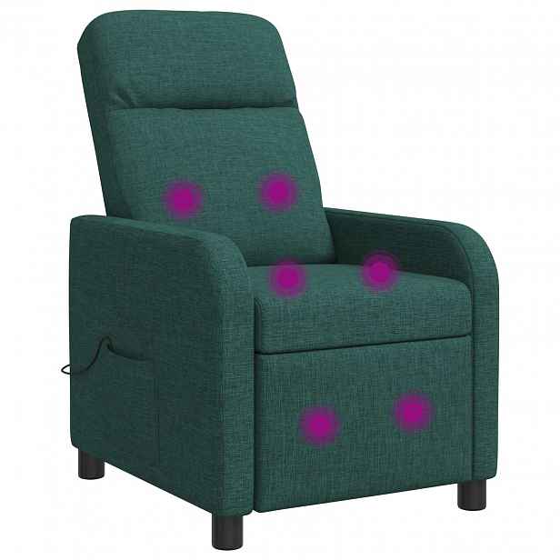vidaXL Masážní polohovací křeslo Tmavě zelená Textil