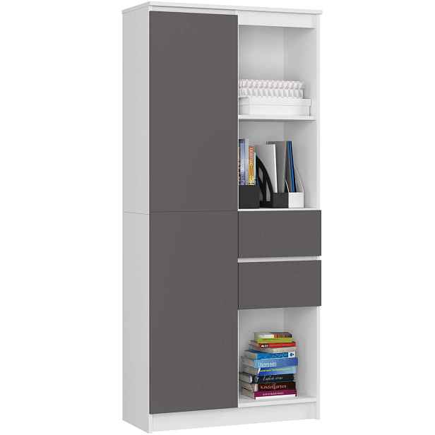 Ak furniture Knihovna R 80 cm CLP R15 bílá/grafitová