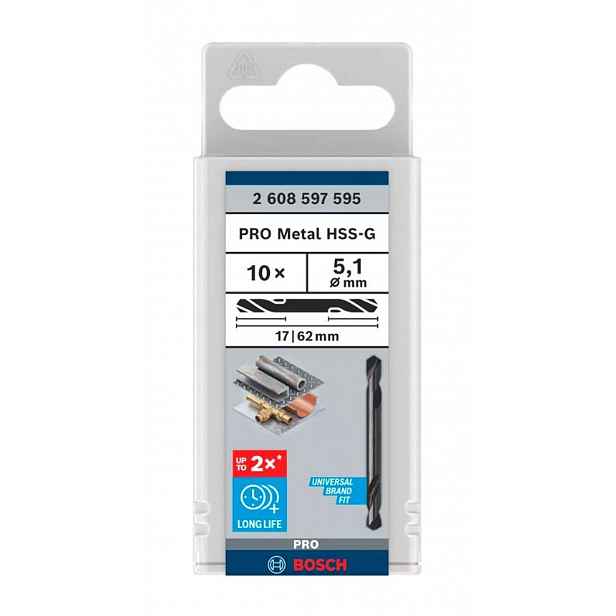 Bosch - Sada vrtáků do kovu, oboustranné, 5,1x62 mm, 10 ks 2608597595