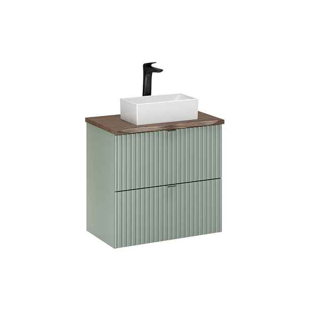 Comad Závěsná skříňka Line Reed Green Gaja s deskou a umyvadlem 60 cm zelená/dub casella