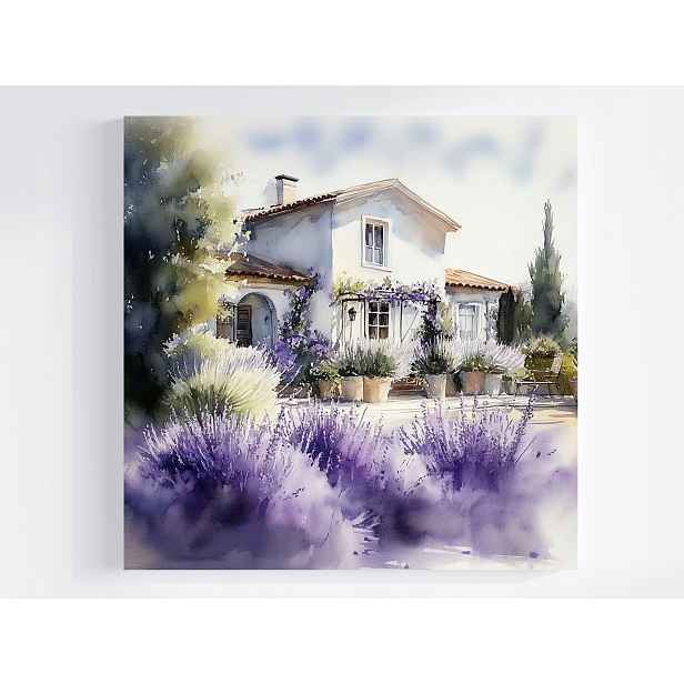 Obraz Na Plátně Canvas Krajina Provence Dům Vila Zahrada Levandule 50x50