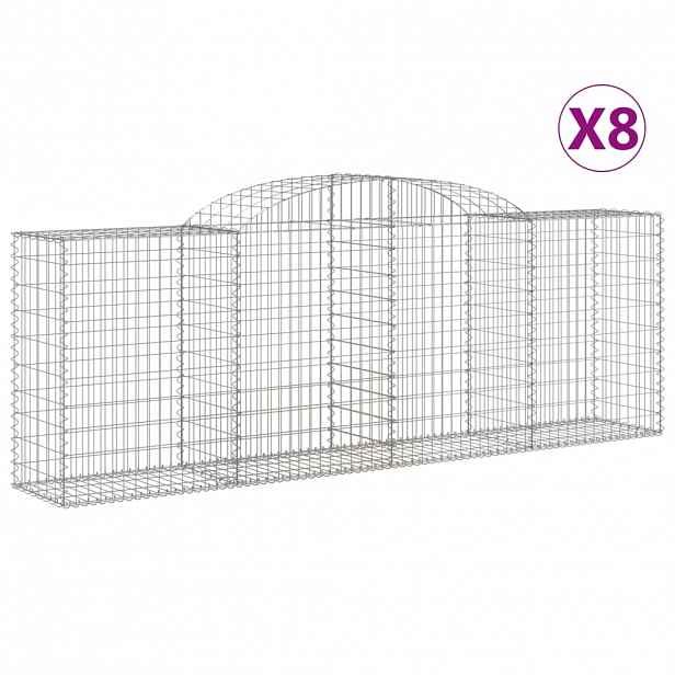 vidaXL Klenuté gabionové koše 8 ks 300x50x100/120cm pozinkované železo