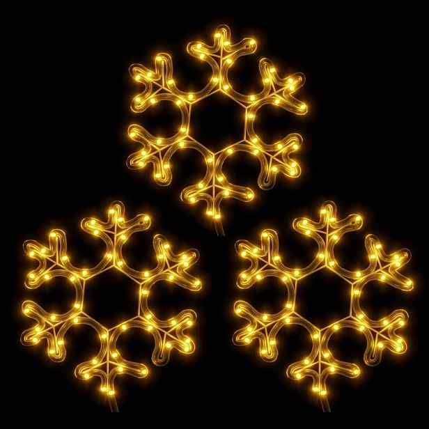 vidaXL Vánoční sněhové vločky 3 ks s teplými bílými LED 27 x 27 cm
