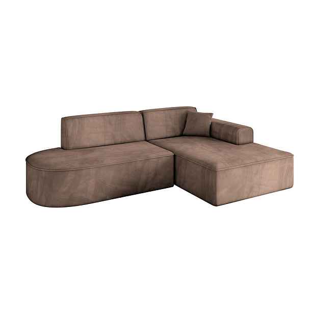 ALTDECOR ROHOVÁ SEDAČKA s otomanem, pravá IREA-L1-v3 232x165x77 Hnědá Velur