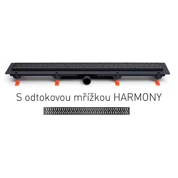 Chuděj Lineární plastový žlab MCH černý 850 mm;boční D40;harmony černá