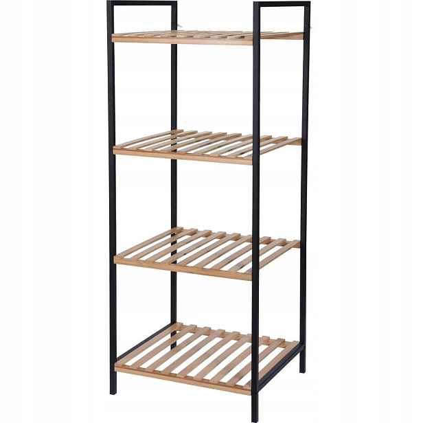 Koupelnový regál, 4 police, bambusový, 38 x 95 x 32,5 cm
