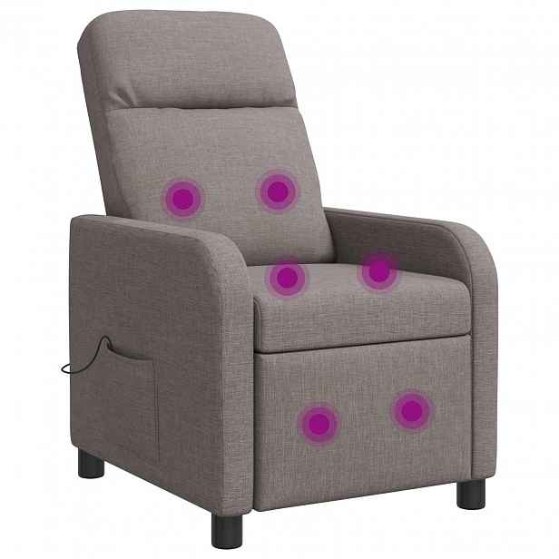 vidaXL Masážní polohovací křeslo Taupe Textil