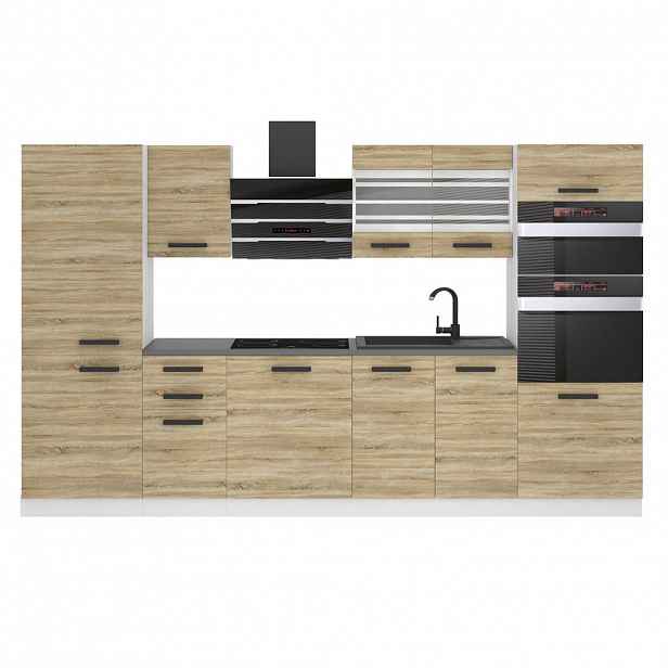 B BELINI GROUP KUCHYŇSKÁ LINKA Mila 300 cm, s pracovními deskami, Dub Sonoma
