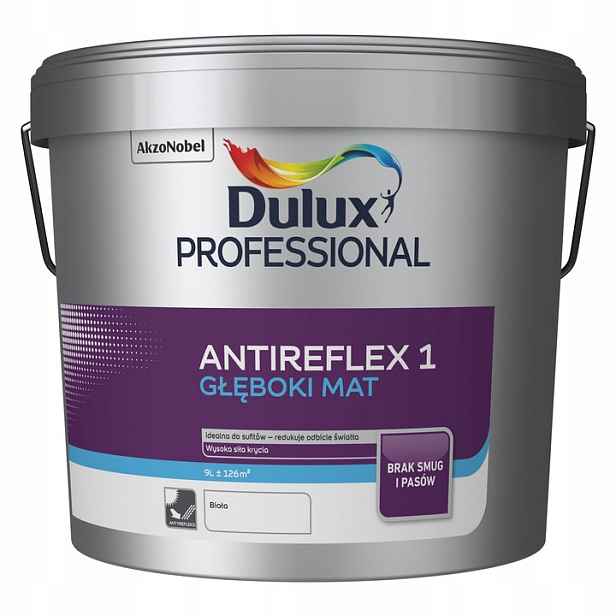 Dulux Professional Antireflex 1 Latexová Barva Hluboká Matná Bílá 9L