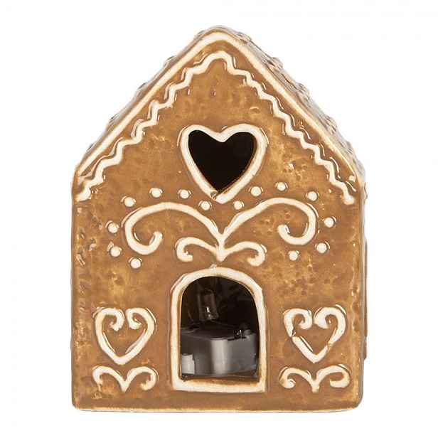 Hnědá perníková LED chaloupka Gingerbread Cott - 8*6*10 cm Clayre & Eef
