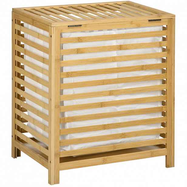 Modfu KOŠ na prádlo z bambusu 50x36x60 cm přírodní s víkem a vyjímatelným vnitřním vakem