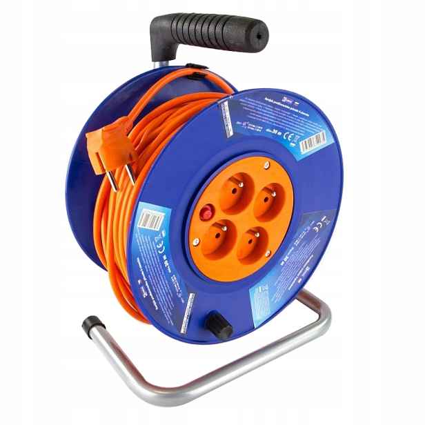 Prodlužovací kabel na bubnu 30 m 4 zásuvky červený Pvc 230 V 1…