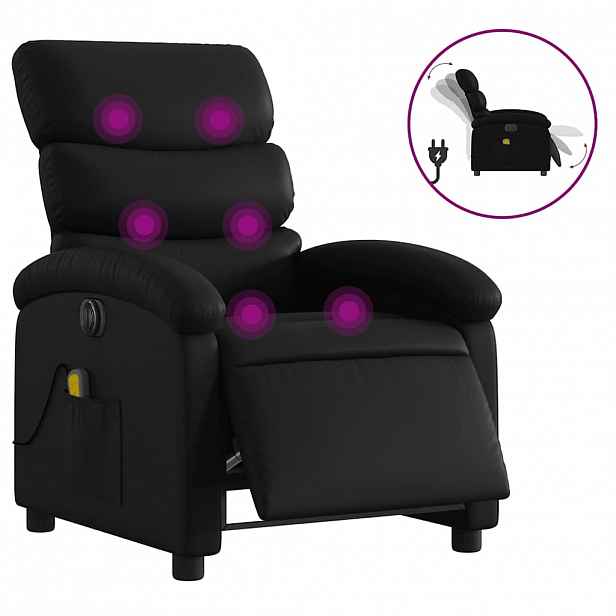 vidaXL Elektrické masážní polohovací křeslo černé umělá kůže