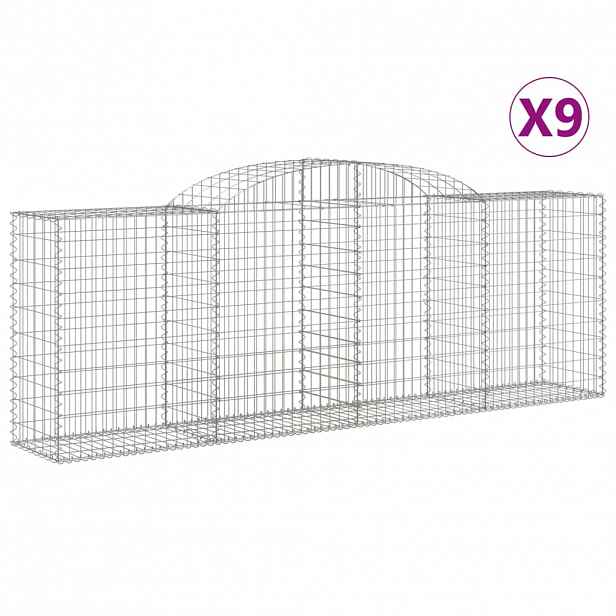 vidaXL Klenuté gabionové koše 9 ks 300x50x100/120cm pozinkované železo