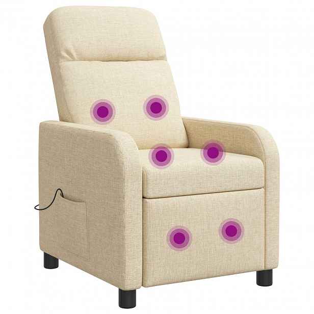 vidaXL Masážní polohovací křeslo Krémová Textil