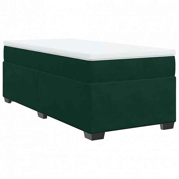 vidaXL Box spring postel s matrací tmavě zelená 80 x 200 cm samet