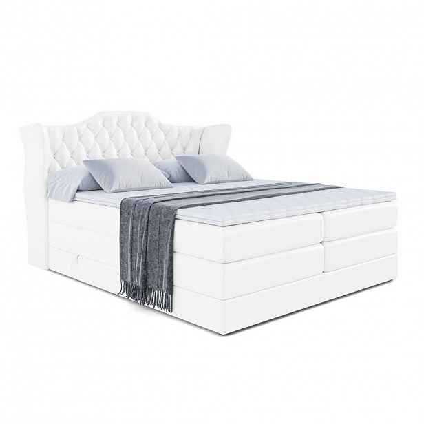 ALTDECOR POSTEL boxspring VILA KING – 160 × 200 – H3/H4 – vysoce lesklá bílá