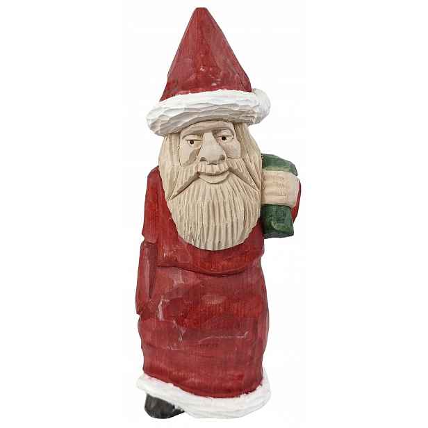 Dekorace Malovaná Figurka Dřevěný Mikuláš Ručně vyřezávaný 26 cm