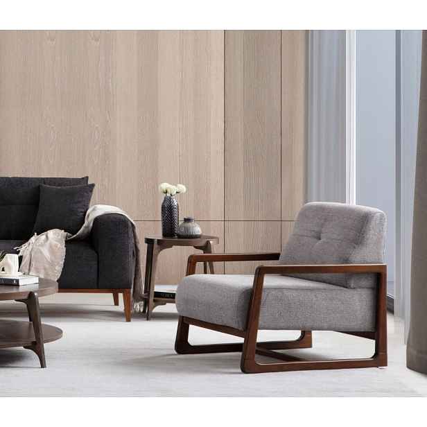 Křeslo ušák Athena Bergere - Light Grey, Walnut