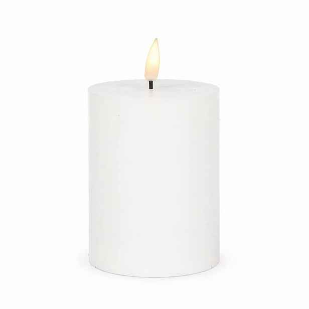 LED svíčka z pravého vosku na baterie, Ø 7,5 × 10 cm, bílá, 2× AA